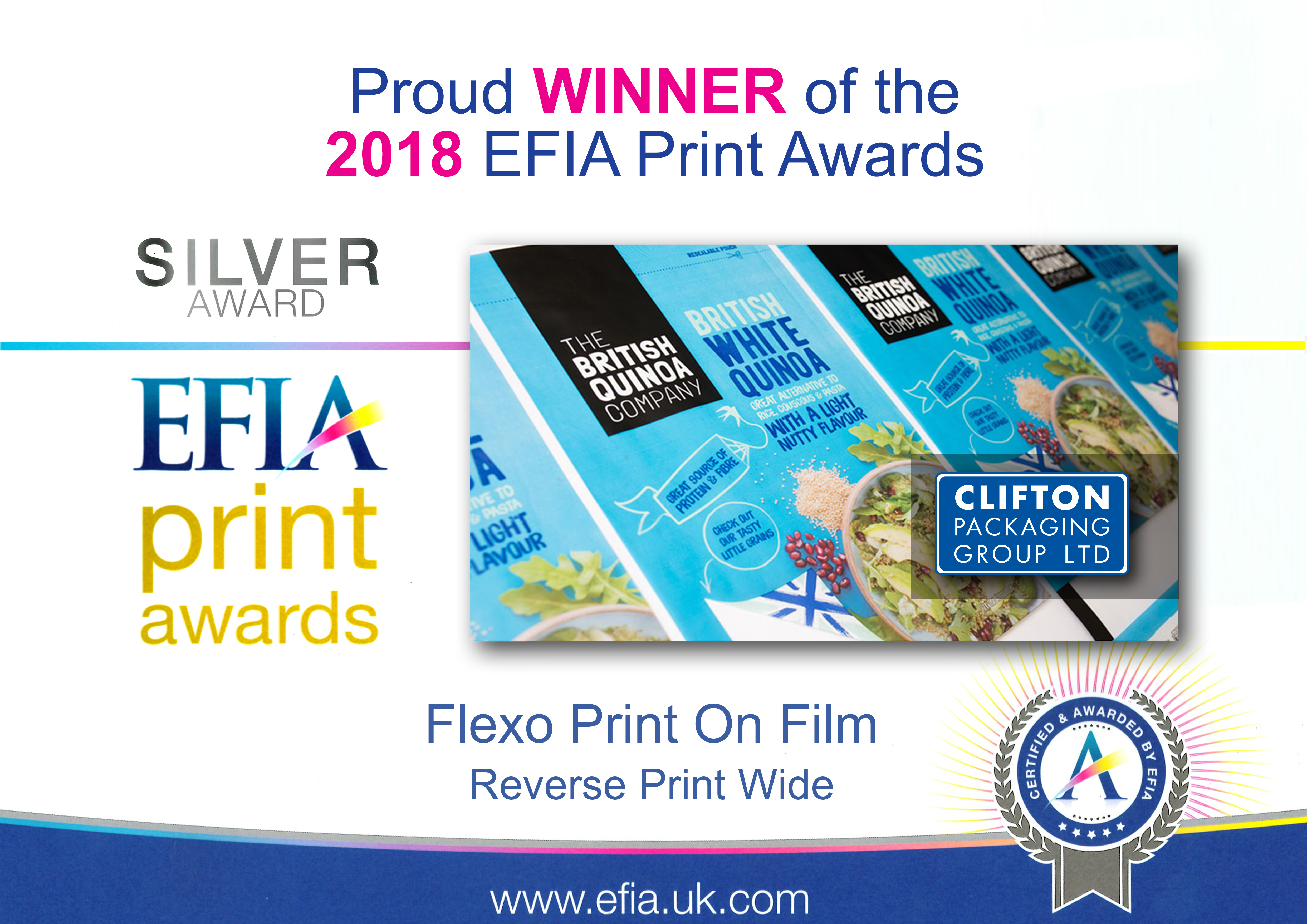 EFIA Print Awards 2018 - Silver Award - Flexo Print on Film Reverse Print Wide