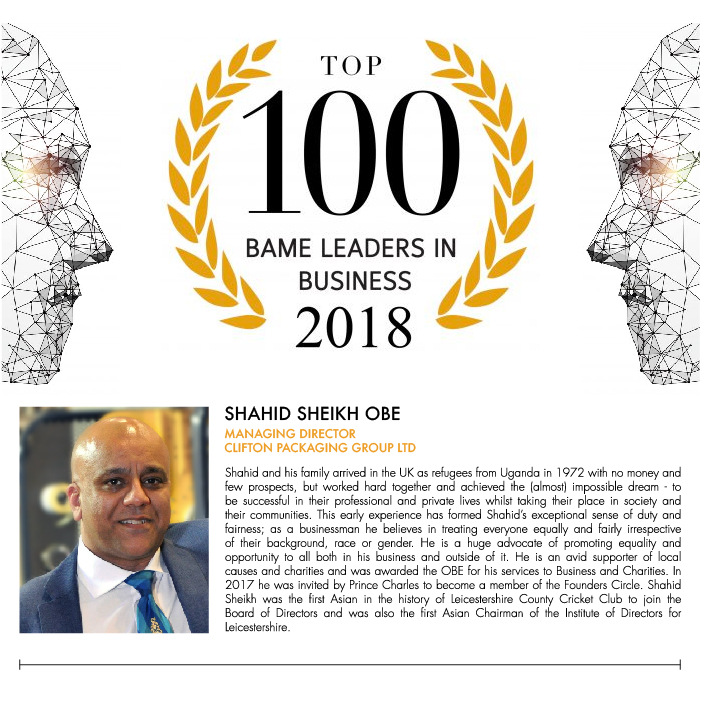 BAME TOP 100 - BAME Leaders in Business 2018, Shahid Sheikh OBE