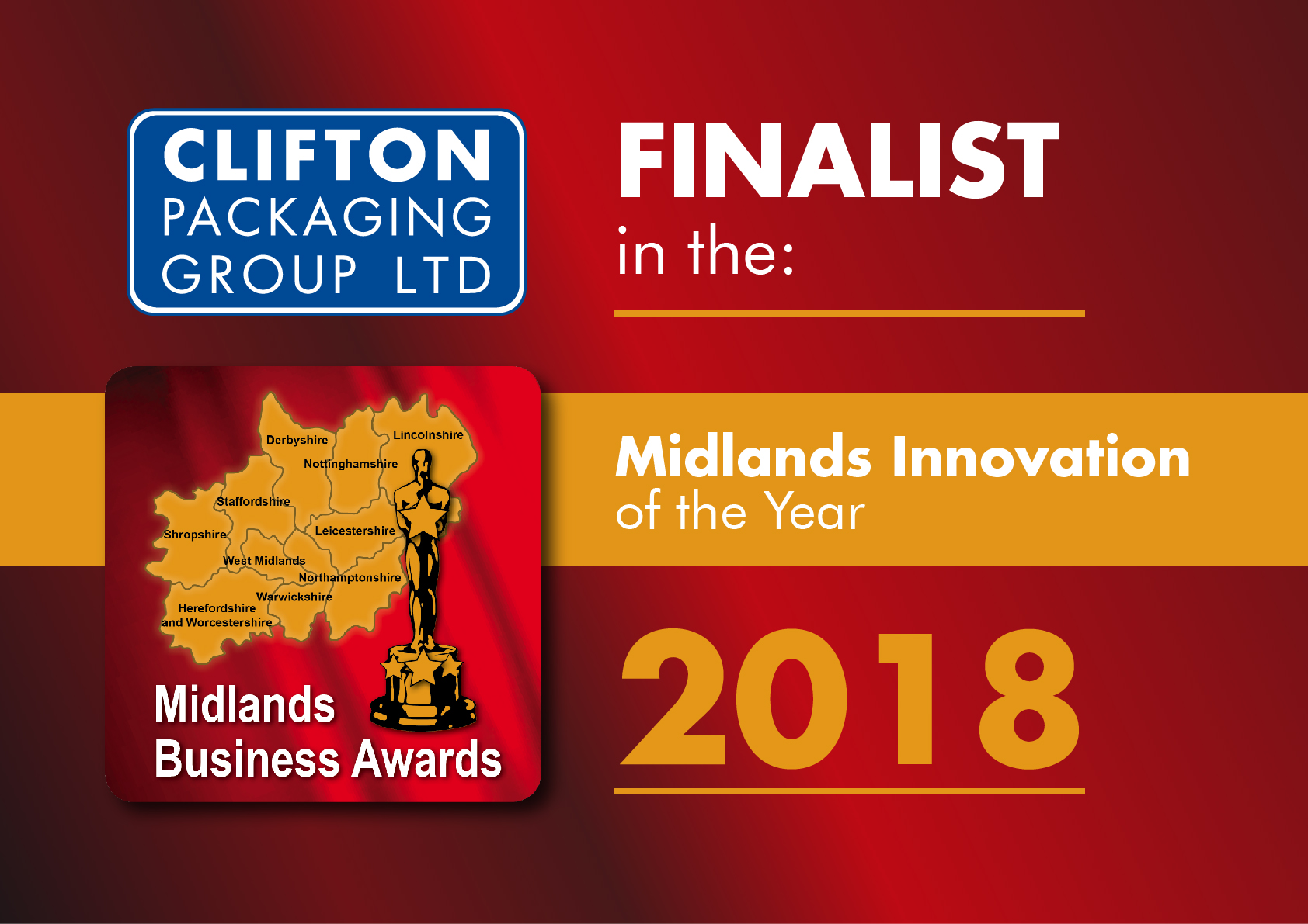 Clifton Packaging Group - Finalist in the Midlands Innovation of the Year 2018